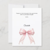 Baptism bow pink pearls サンキューカード (裏面)