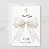 Baptism bow white ivory pearls photo サンキューカード (正面)