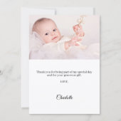 Baptism bow white ivory pearls photo サンキューカード (裏面)