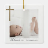 Baptism Calligraphy Photo Collage Baby Keepsake セラミックオーナメント (裏面)
