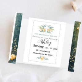 Baptism Card with Cross and  Flowers インビテーションポストカード