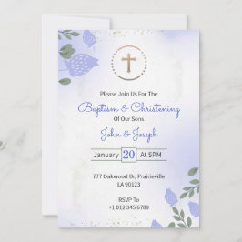 Baptism & Christening Invitation in floral design 招待状