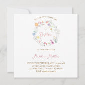 Baptism colorful wildflowers wreath 招待状 (裏面)