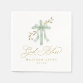 Baptism Communion Gold God Bless Bow Cross スタンダードカクテルナプキン (正面)