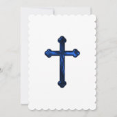 Baptism Confirmation 1st Communion Blue Cross 招待状 (正面)