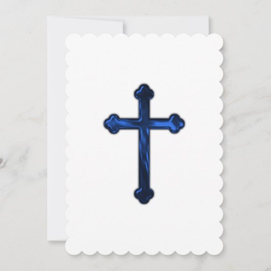 Baptism Confirmation 1st Communion Blue Cross 招待状 (正面)