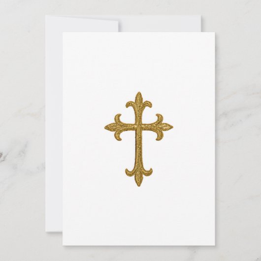 Baptism Confirmation 1st Communion Gold Cross 2 招待状 (正面)