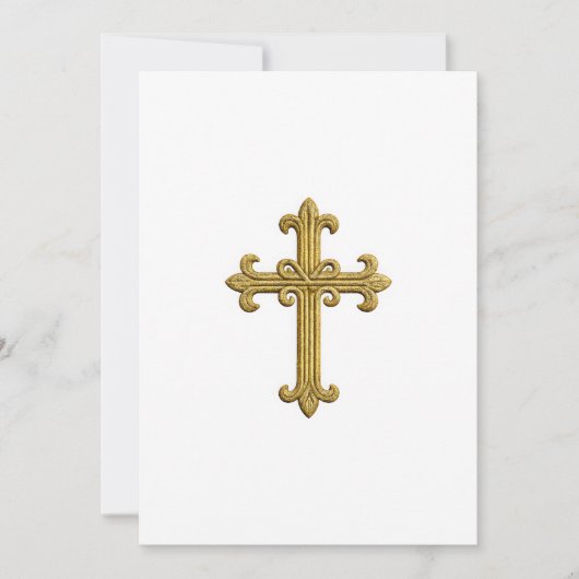 Baptism Confirmation 1st Communion Gold Cross 3 招待状 (正面)