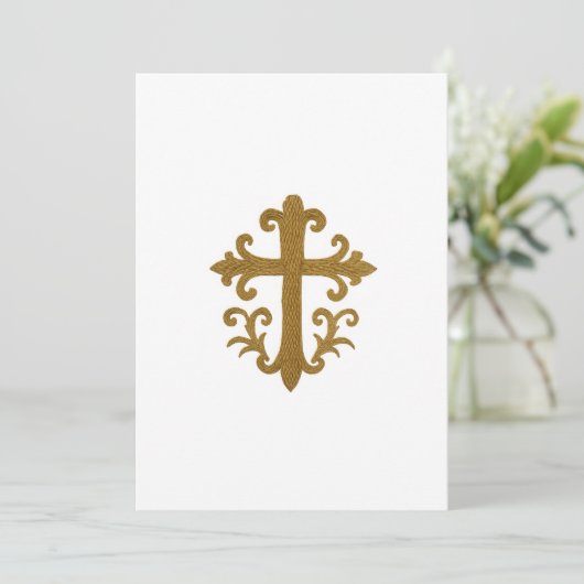 Baptism Confirmation 1st Communion Gold Cross 4 招待状 (スタンド正面)