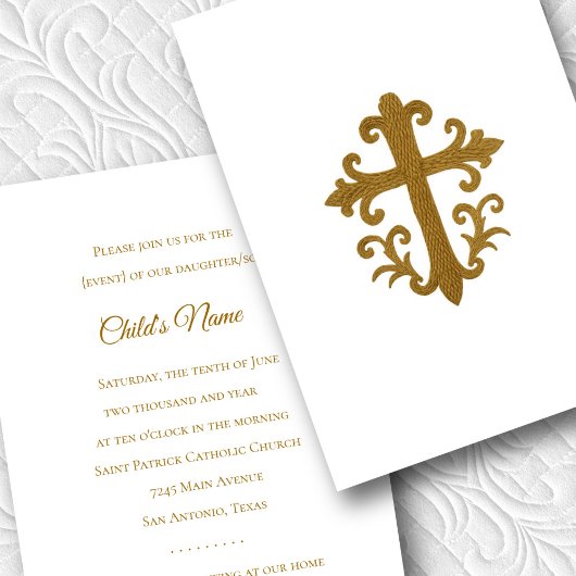 Baptism Confirmation 1st Communion Gold Cross 4 招待状