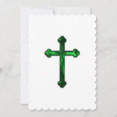 Baptism Confirmation 1st Communion Green Cross 招待状 (正面)