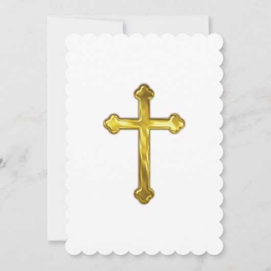 Baptism Confirmation 1st Communion Trefoil Cross 招待状 (正面)