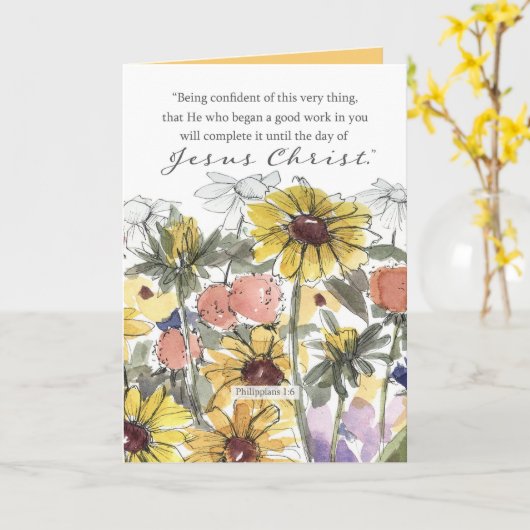 Baptism Congratulations Scripture Philippians   カード (黄色い花)