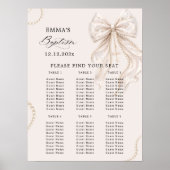 Baptism Coquette Bow and Pearl Seating Chart ポスター (正面)