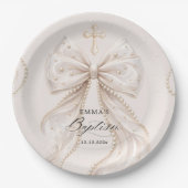 Baptism Coquette Bow with Pearl ペーパープレート (正面)
