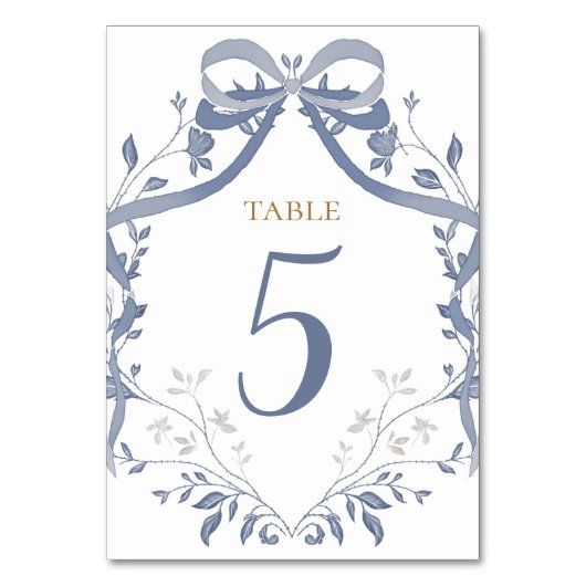 Baptism elegant blue bow テーブルナンバー (正面)