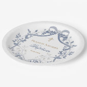 Baptism elegant blue bow ペーパープレート (アングル)