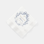 Baptism elegant blue bow 縁ありカクテルナプキン (角)