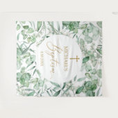 Baptism Eucalyptus greenery backdrop banner タペストリー (正面(横))