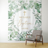 Baptism Eucalyptus greenery backdrop banner タペストリー (インサイチュ)