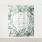 Baptism Eucalyptus greenery backdrop banner タペストリー (正面)