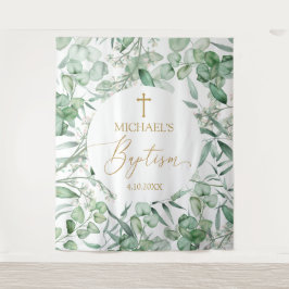 Baptism Eucalyptus greenery backdrop banner タペストリー