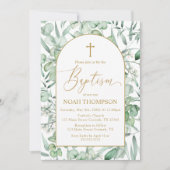 Baptism Eucalyptus leaves Invitation 招待状 (正面)