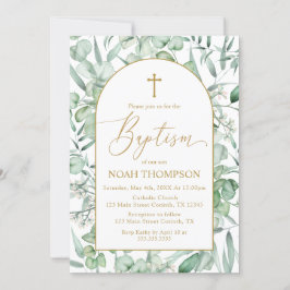 Baptism Eucalyptus leaves Invitation 招待状