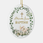Baptism Eucalyptus Roses Cross Photo セラミックオーナメント (右)