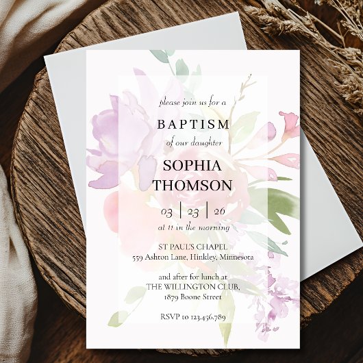 Baptism floral invitation 招待状