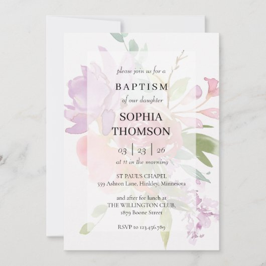 Baptism floral invitation 招待状 (正面)