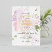 Baptism floral invitation 箔招待状 (立ち正面)