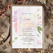 Baptism floral invitation 箔招待状