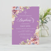 Baptism Floral Orchids purple Invitation 招待状 (スタンド正面)