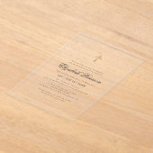 Baptism For Her | Minimalist Gold Cross アクリル招待状 (レイダウン)