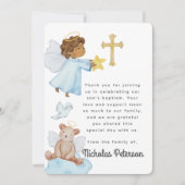 Baptism For Him Watercolor Angels and Cross サンキューカード (正面)