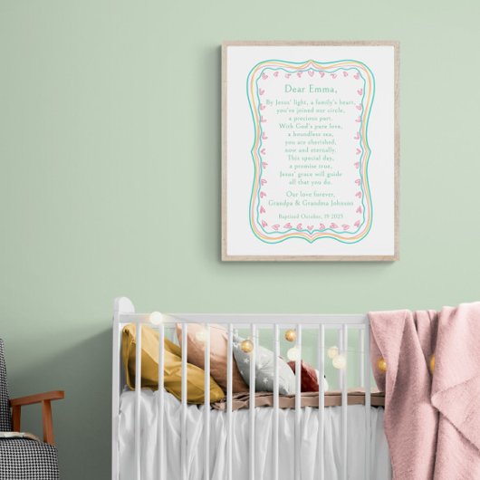 Baptism Gift Grandparent Prayer Nursery Wall Art  ポスター