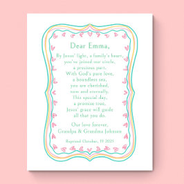 Baptism Gift Grandparent Prayer Nursery Wall Art  ポスター