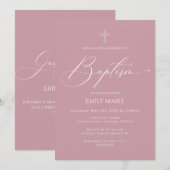 Baptism God Bless Mauve Invitation 招待状 (正面/裏面)