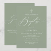 Baptism God Bless Sage Invitation 招待状 (正面/裏面)
