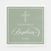 Baptism Gold boho sage modern napkin スタンダードランチョンナプキン (正面)