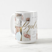 Baptism Gold Calligraphy Photo Collage Keepsake コーヒーマグカップ (正面左)