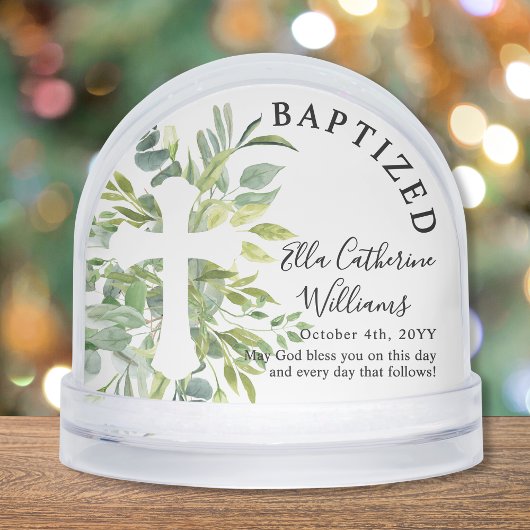 Baptism Greenery Floral Botanical Cross Custom