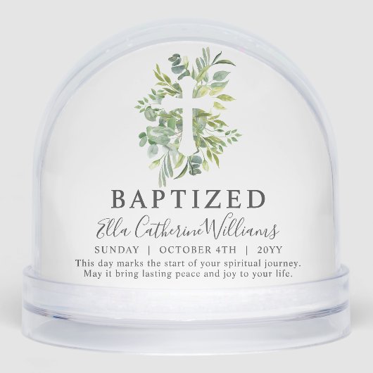 Baptism Greenery Floral Botanical Cross Custom  (正面)