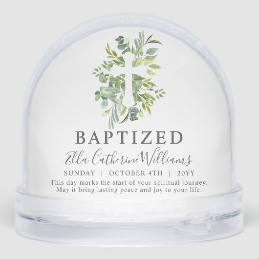 Baptism Greenery Floral Botanical Cross Custom  (裏面)