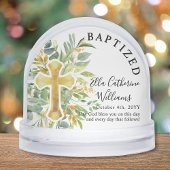 Baptism Greenery Floral Gold Cross Custom