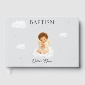 Baptism Guest Book for Boy with Angel Personalized ゲストブック (正面)