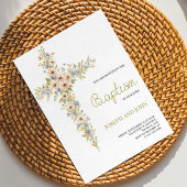 Baptism invitation card featuring a floral cross  招待状