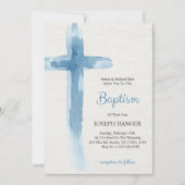 Baptism invitation card featuring blue cross 招待状 (正面)