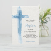 Baptism invitation card featuring blue cross 招待状 (スタンド正面)